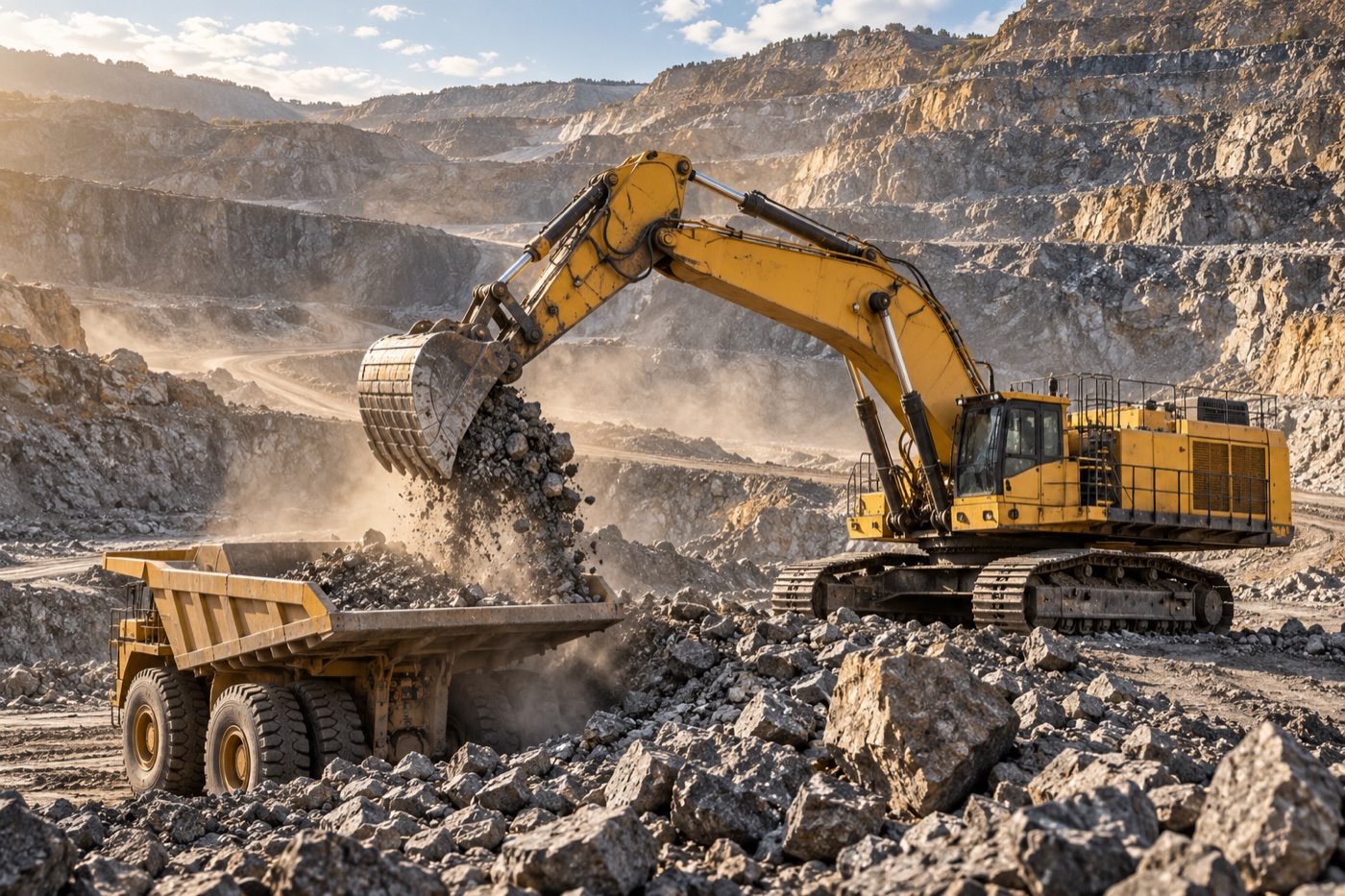 Mining excavator at work